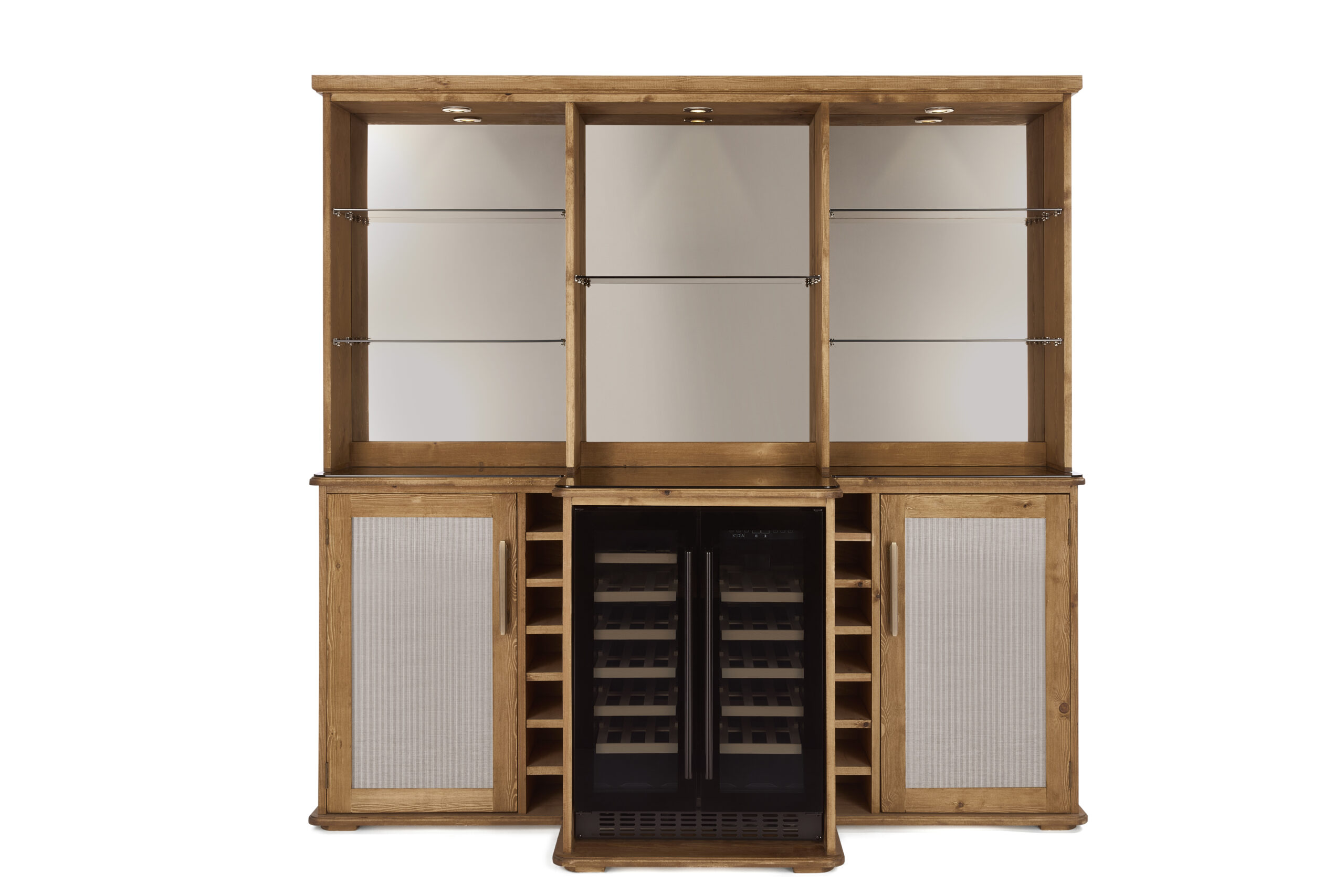 2 door cabinet with double wine cooler glazed doors WITH BAR SECTION