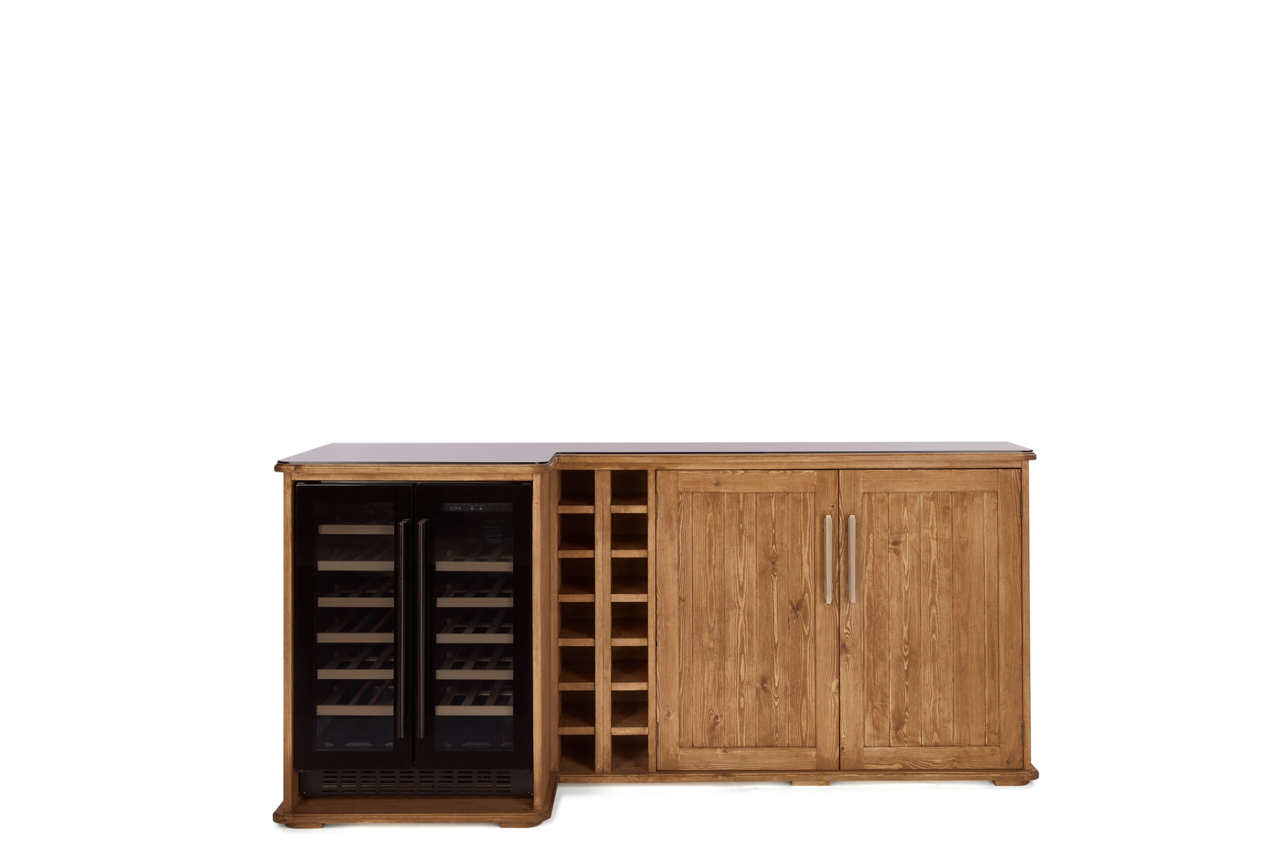 2 door cabinet with offset double wine cooler TG doors left offset 1